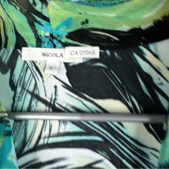 Nicola long sleeve blouse vinrant Green and Black blue Blouse abstract paint - Picture 10 of 14